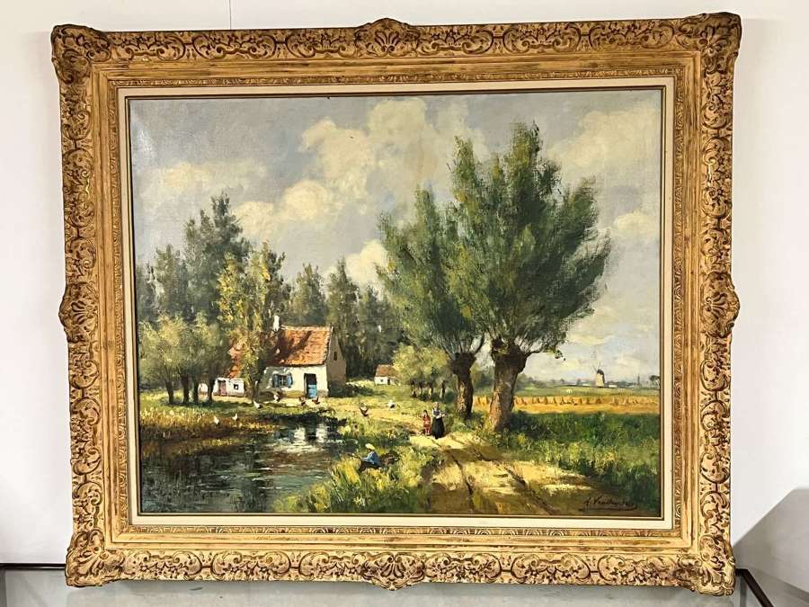 Oil on canvas Dutch countryside scene