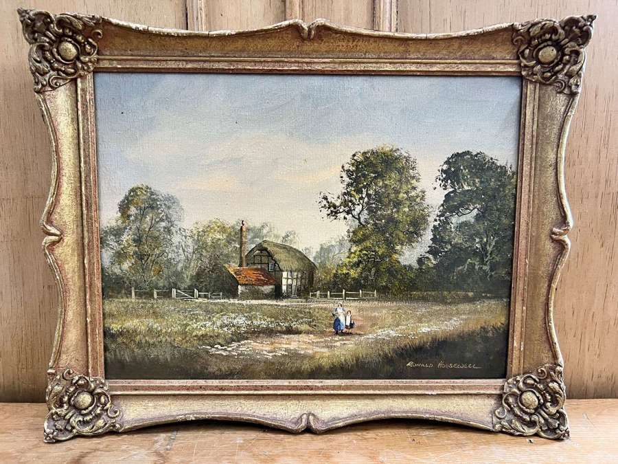 Countryside cottage painting signed Ronald Horsewell