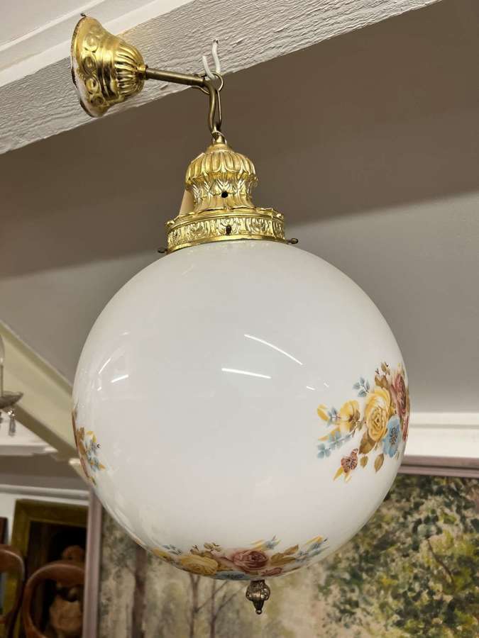 Two Milk Glass Hanging Lamps